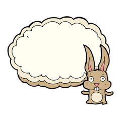 cartoon rabbit with text space cloud