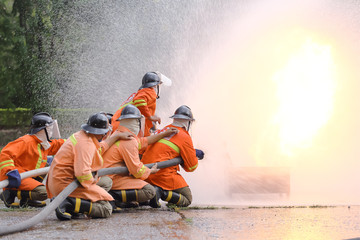 Firefighters training exercise