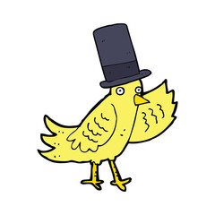 cartoon bird in top hat