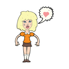cartoon tough woman in love
