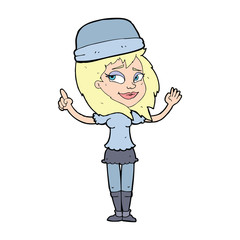 cartoon woman in hat