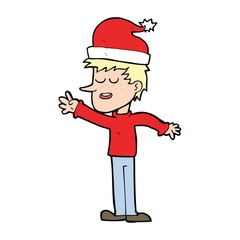 cartoon man ready for christmas