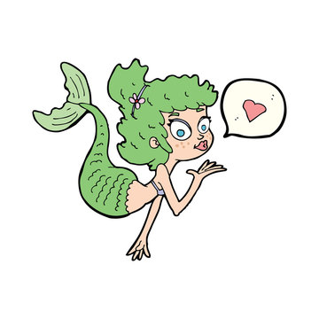 cartoon mermaid in love