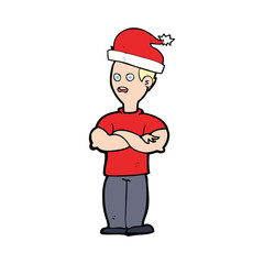 cartoon man ready for christmas