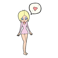 cartoon woman with love heart