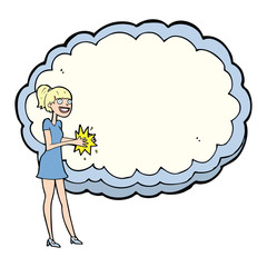 woman with text space cloud