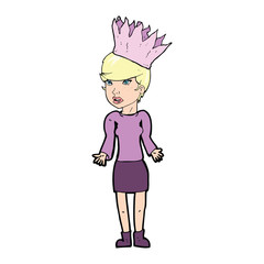 cartoon woman wearing paper crown