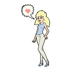 cartoon woman with love heart