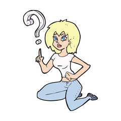 cartoon woman asking question