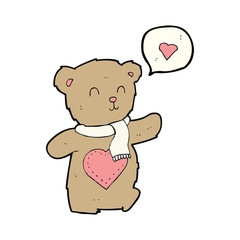 cartoon cute bear with love heart