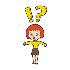cartoon woman asking question