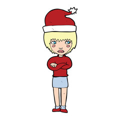 cartoon woman ready for christmas