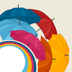 Abstract background with colored umbrellas for greeting card