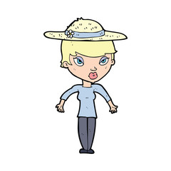 cartoon woman in summer hat