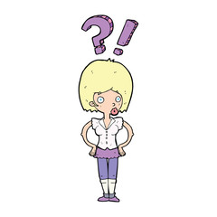 cartoon woman asking question