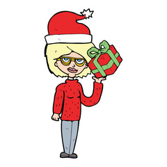 cartoon woman getting ready for christmas