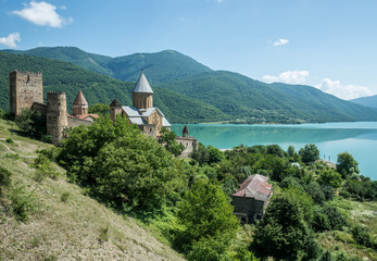 Medieval Ananuri Castle over Aragvi River in Georgia