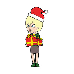 cartoon woman with present