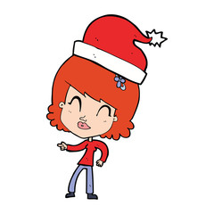 cartoon woman ready for christmas