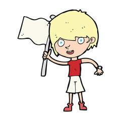 cartoon boy with flag