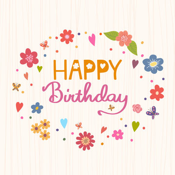 Happy birthday. Bright and stylish vector text on a strip backgr