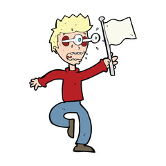 cartoon frightened boy giving up