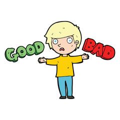 cartoon person making a choice