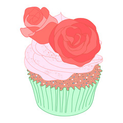 Cupcake decorated with roses