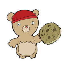 cartoon teddy bear with cookie