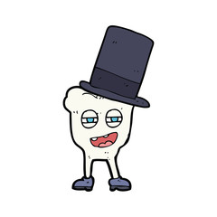 cartoon tooth with top hat