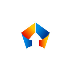 arrow triangle shape ribbon logo