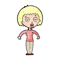 cartoon woman shrugging shoulders