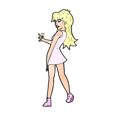 cartoon woman posing in dress