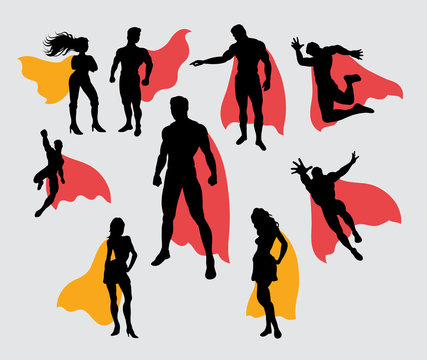Superman and supergirl silhouettes