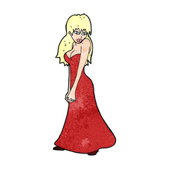 cartoon pretty woman in dress