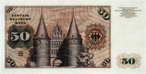 Historische Banknote, 2. Januar 1960, 50 Mark, Fünfzig Deutsche Mark, Deutschland
