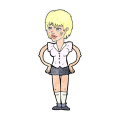 cartoon tough woman with hands on hips