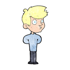cartoon boy staring,