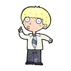 cartoon school boy with question