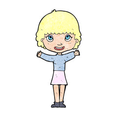 cartoon woman waving