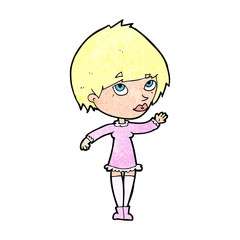 cartoon woman waving