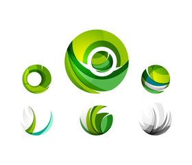 Set of globe sphere or circle logo business icons