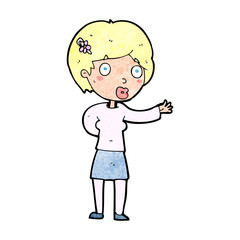 cartoon waving woman