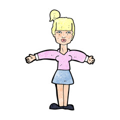 cartoon woman shrugging shoulders