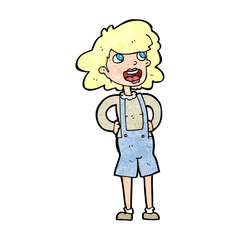 cartoon woma in dungarees