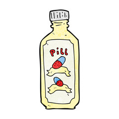 cartoon old bottle of pills