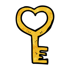 cartoon heart shaped key