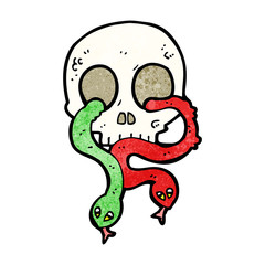 cartoon skull with snakes