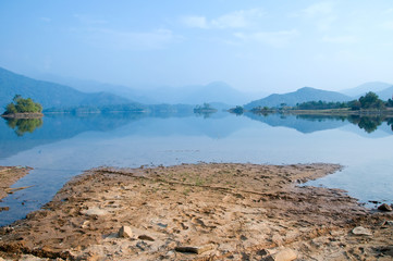 Fototapeta na wymiar Da Mi lake, Bao Loc, Lam Dong province, Vietnam