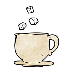 cartoon teacup with sugar cubes